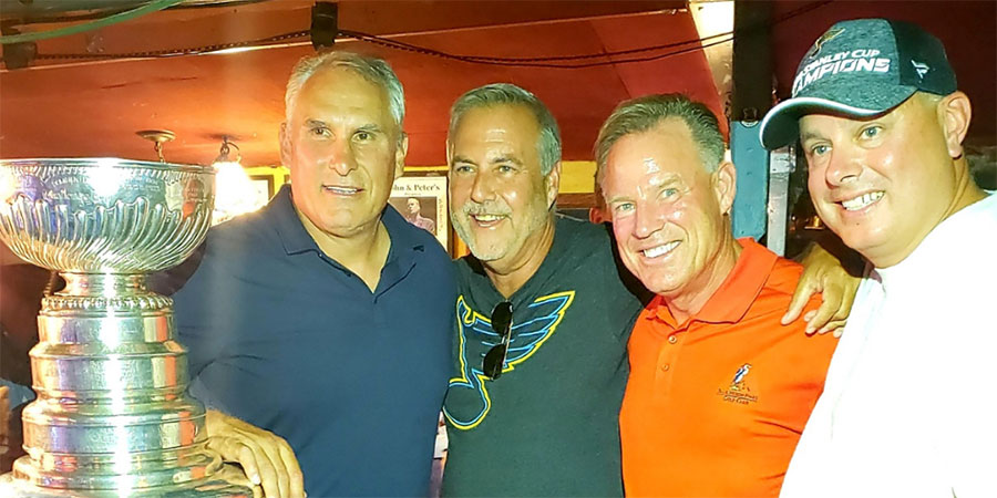 Frank hosts the Stanley Cup at John and Peters after St. Louis Blues 2019 win. 