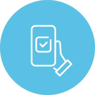 text hand holding cell phone icon