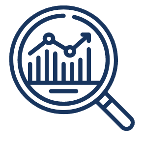 magnifying glass icon with chart
