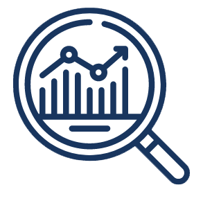 mag-glass magnifying glass icon with chart